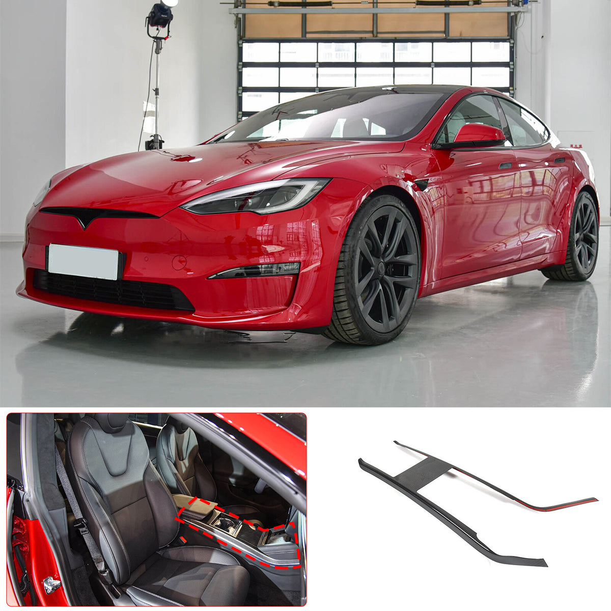 Real Dry Carbon Fiber Center Console Interior Trim Cover For Tesla Model S 23+ 23