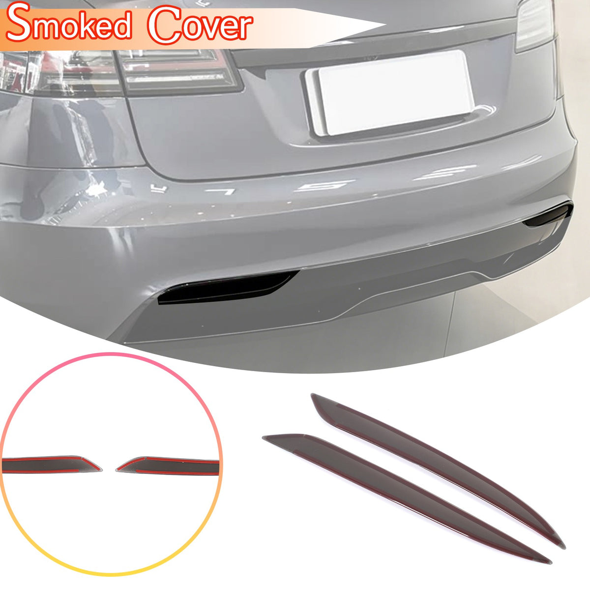 Smoked Black Rear Fog Tail Light Lamp Decor Cover Trim For Tesla Model S 2017+ 1
