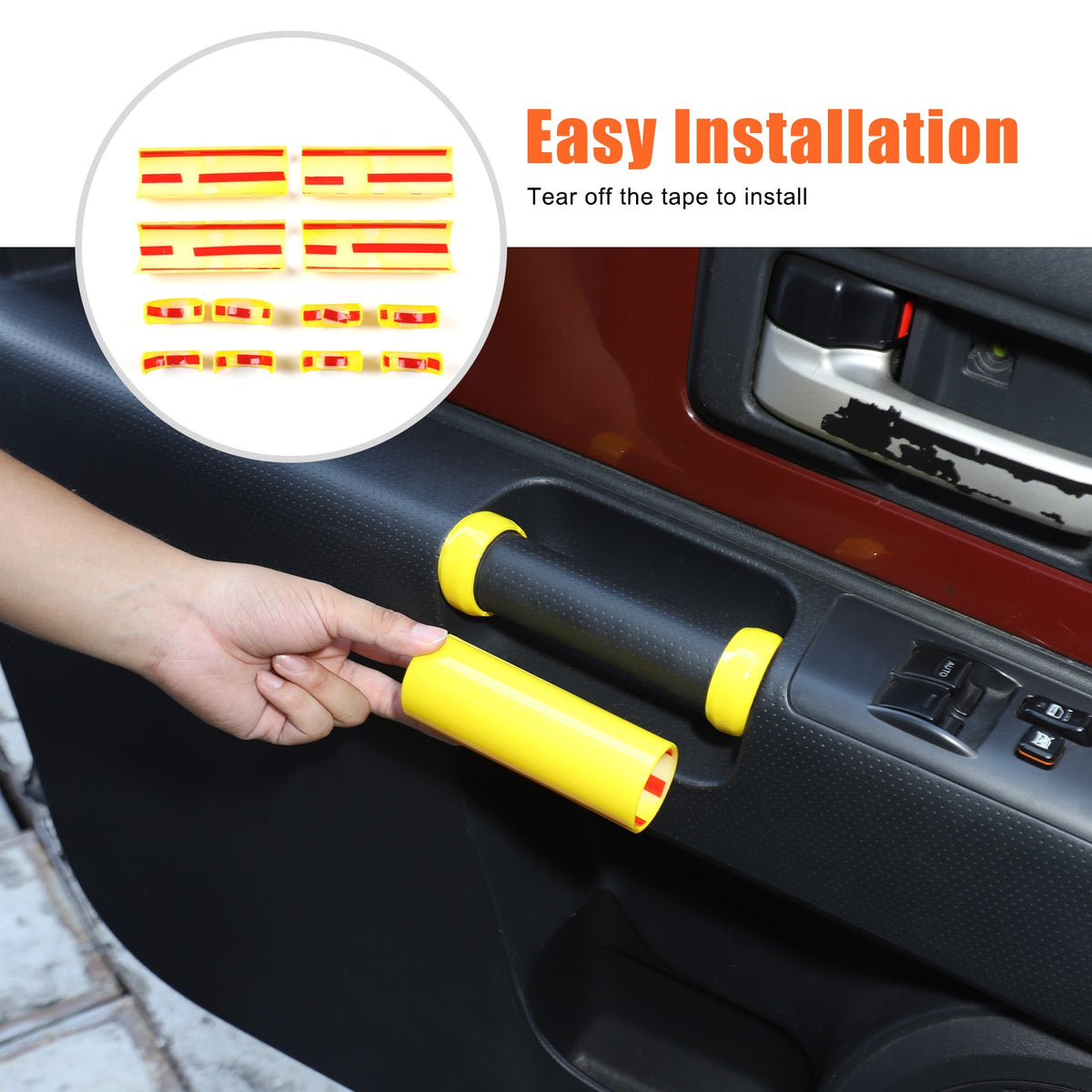 Yellow Interior Door Panel Handle Cover Trim For Toyota FJ Cruiser 2007-2021 US 5