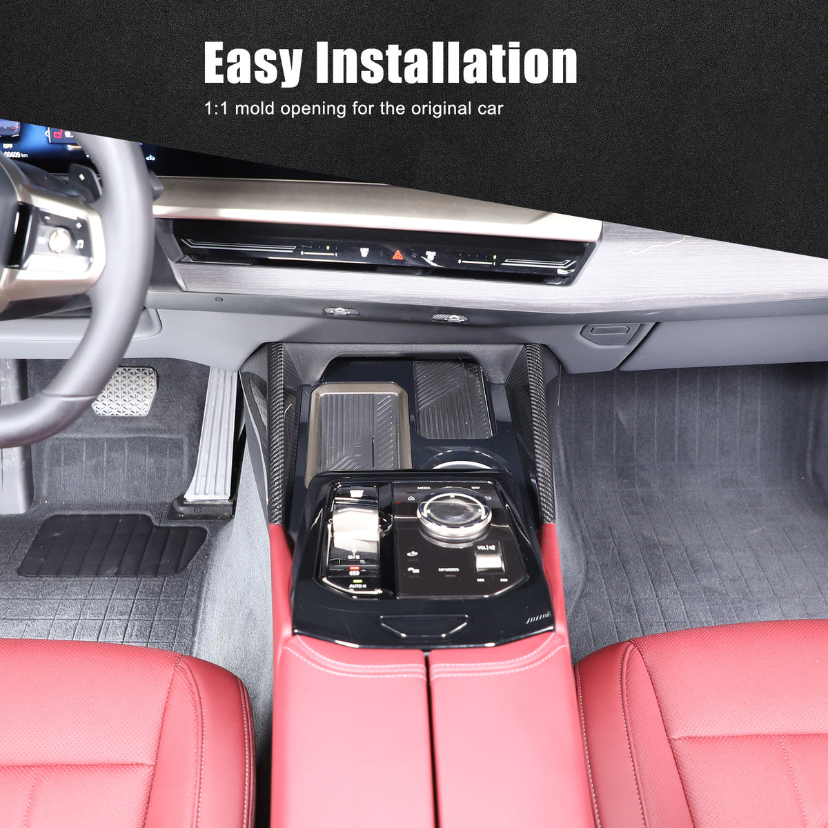 Real Carbon Fiber Console Gear Shift Box Side Trim For BMW 5 Series G60 i5 2024+ 22
