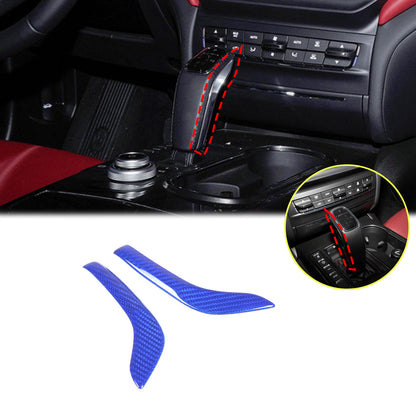 Blue Real Carbon Fiber Gear Shift Knob Side Trim Cover For Maserati Ghibli 19-23 12