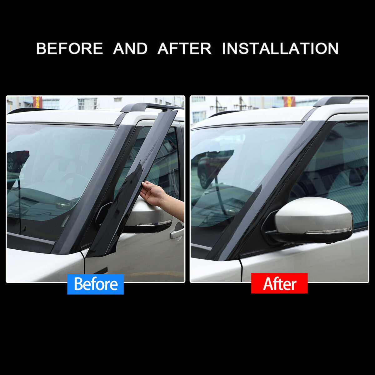 Glossy Black Front Windshield A B Pillar Trim Molding For Land Rover LR4 2010-16 13