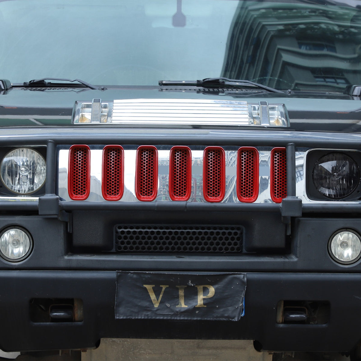 Sport Red ABS Front Grille Anti-Insect Bug Screen Trim For Hummer H2 2003-2009 21