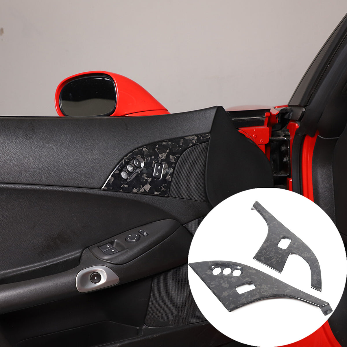 Forged Real Carbon Fiber Interior Door Lock Panel Trim For Corvette C6 2005-2013 2