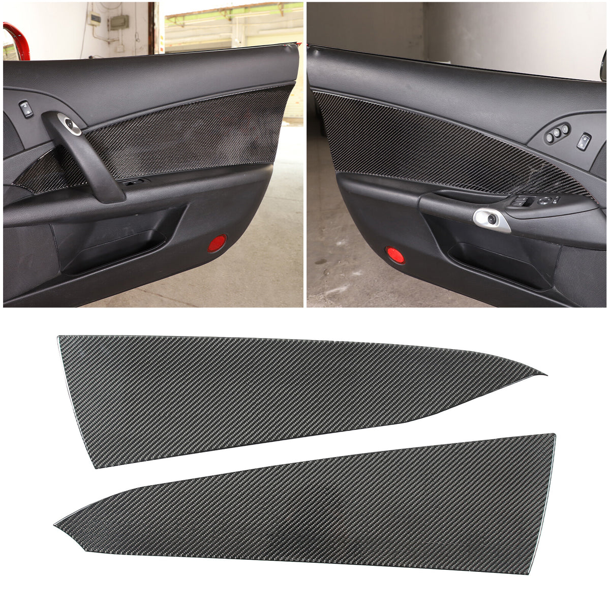 4pcs Carbon Fiber Door Waist Panel trim Sticker Set For Corvette C6 05-13 US 3