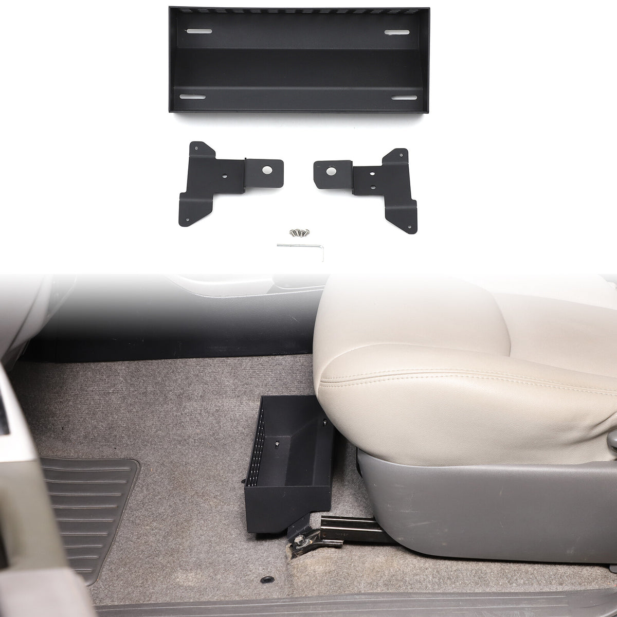 Black Aluminum Alloy Under-seat Storage Basket Tray For Toyota Prado FJ120 03-09 2