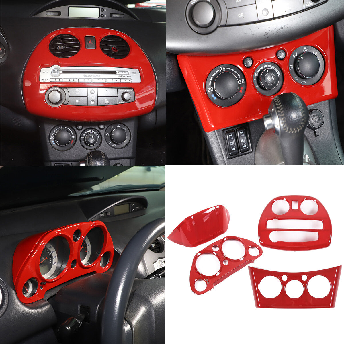 Red ABS Instrument AC Switch & CD Panel Cover Set For Mitsubishi ECLIPSE 2006-11 1