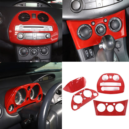 Red ABS Instrument AC Switch & CD Panel Cover Set For Mitsubishi ECLIPSE 2006-11 1