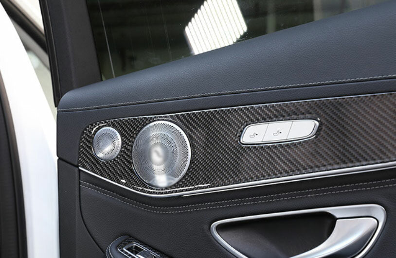 Fit For Benz C-Class 2015-2021 Real Carbon Fiber Interior Door Panel Cover Trim 9