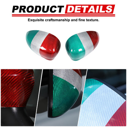 Tri-Color Real Carbon Fiber Side Mirror Cover Trim For Fiat 500 312 2010+ 19