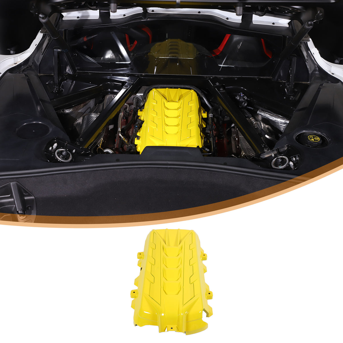 Yellow Replacement Engine hood panel Trim Cover For Corvette C8 2020-26 US 10