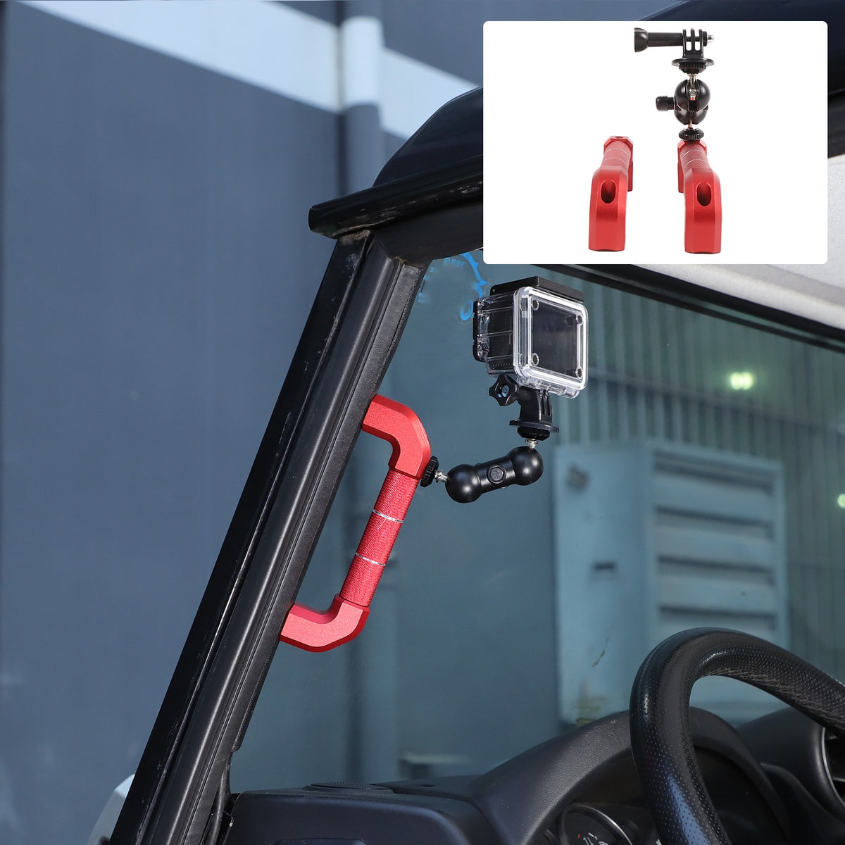 Red Aluminum A-Pillar Handle Cam Mount For Land Rover Defender L316 2004-2018 20