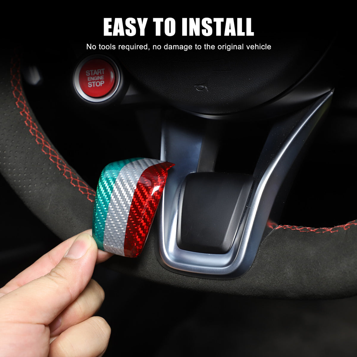 Tri-Color Carbon Fiber Steering Wheel Cover Trim Set for Alfa Romeo Tonale 23-24 23