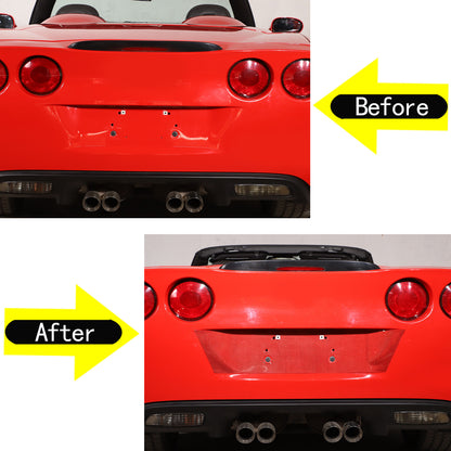 Red Carbon Fiber Rear License Plate Bottom Trim Panel For Corvette C6 2005-2013 3