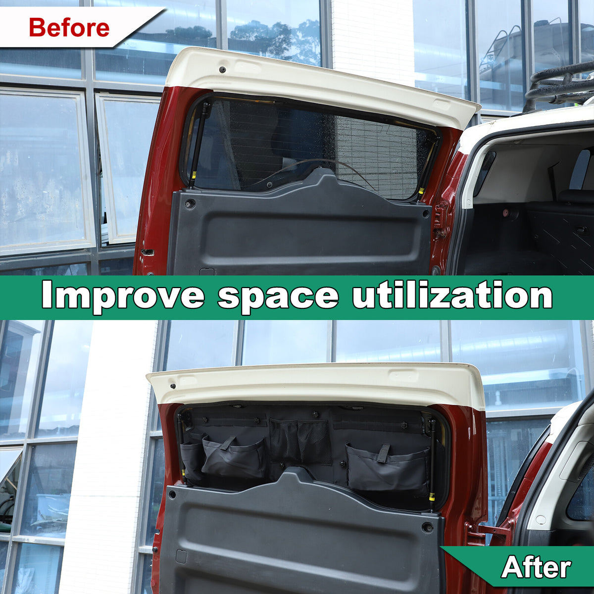 Tailgate Rear Door Window Trunk Storage Bag Organizer For Toyota FJ Cruiser 07+ 15