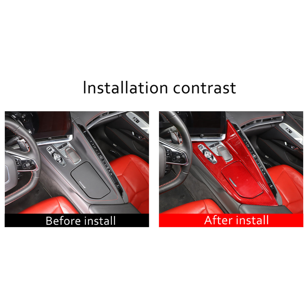 Red Center Console Gear Shift Panel Decor Cover Trim for Corvette C8 2020-25 21
