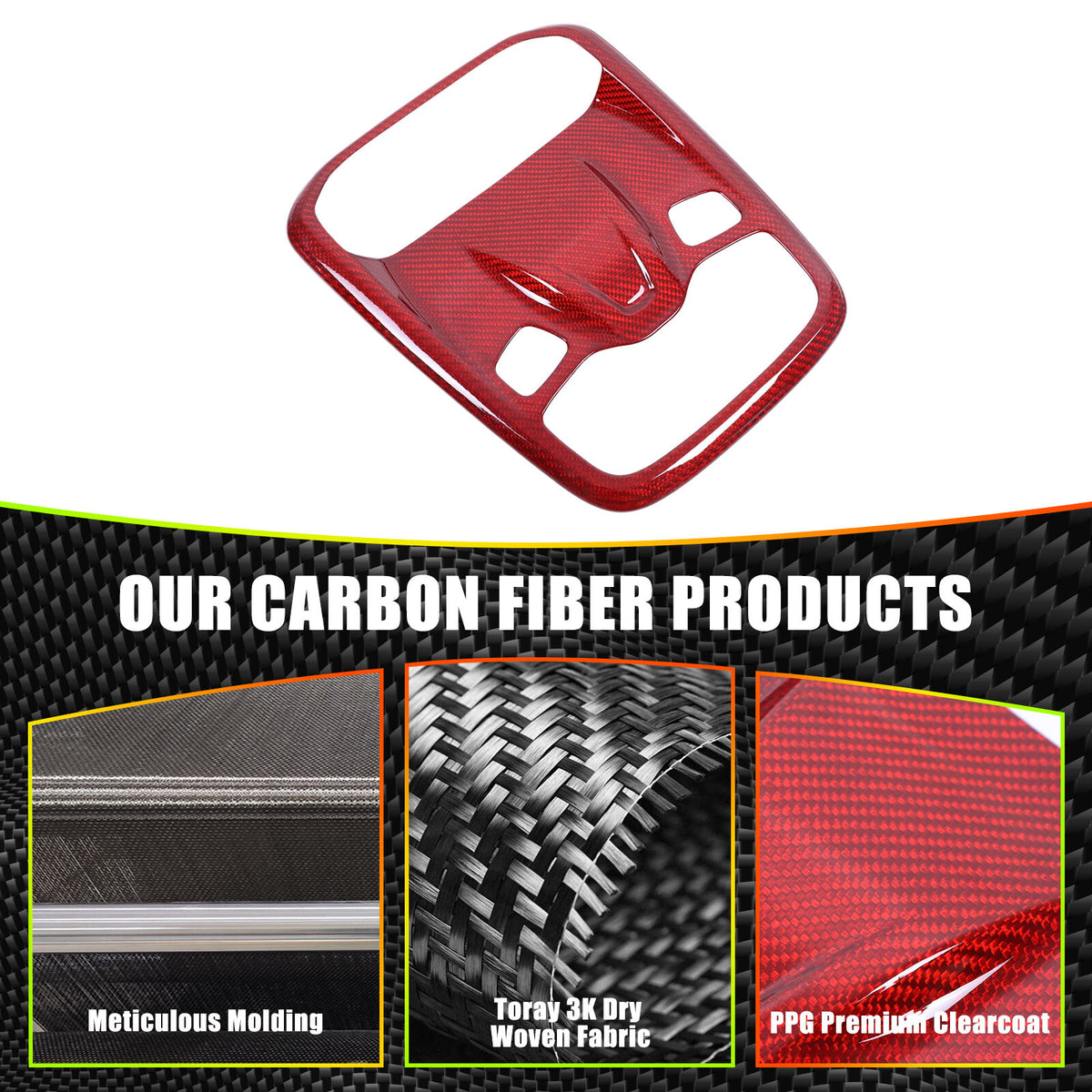 Red Real Carbon fiber Reading light Switch Trim Cover For Lotus EMIRA 2021-2025 7