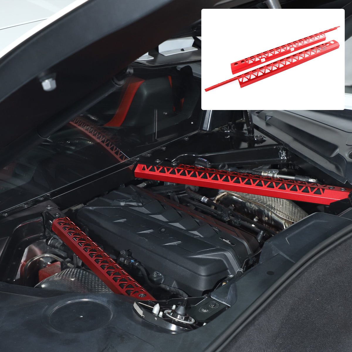 Hollowed Red Engine Bay Crossmember Panel Trim Cover For Corvette C8 Coupe 20+ 18