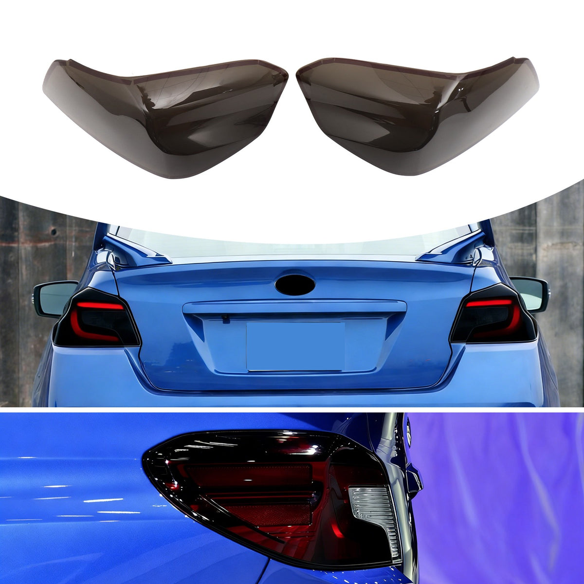 Black Smoked Taillight Lens Trim For Subaru WRX STI 2015-2021 9