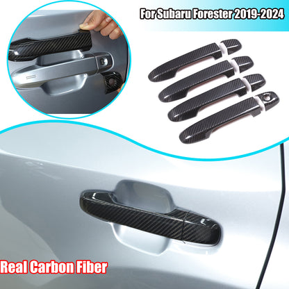 Real Carbon Fiber Exterior Door Handle Cover Trim For Subaru Forester XV 2019-22 1