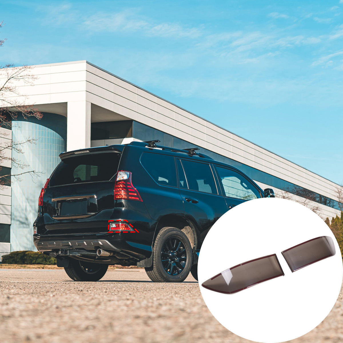 Smoked Black Rear Fog Tail Light Lamp Decor Cover Trim for Lexus GX460 2014-2023 5