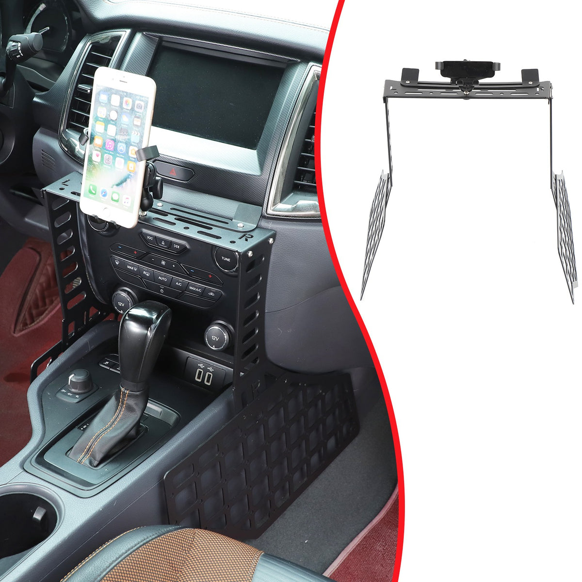 Gear Shift Extension Platform Phone Holder Bracket For Ford Ranger 2015-2022 1