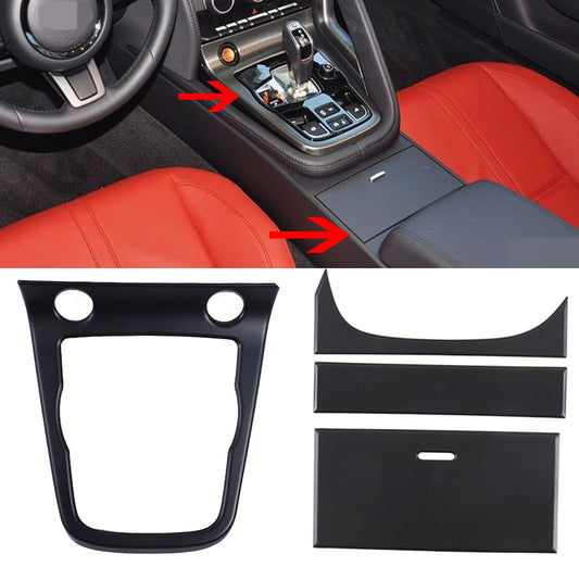 Matte Black Center Console Interior Panel Cover Trim Set For Jaguar F-TYPE 13-24 1