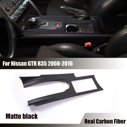 Matte Real Carbon Fiber Console Gear Shift Trim Sets For Nissan GTR R35 08-16 2