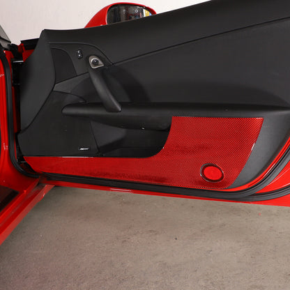 Red Carbon Fiber Door Bottom Anti-Kick Anti-Scratch Cover For Corvette C6 05-13 7