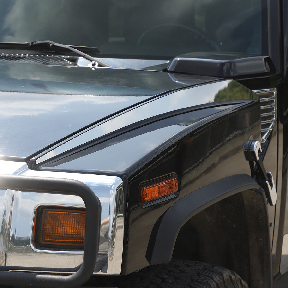 Stainless Steel Hood Accent Trim 2Pc For 2003-2009 Hummer H2 3