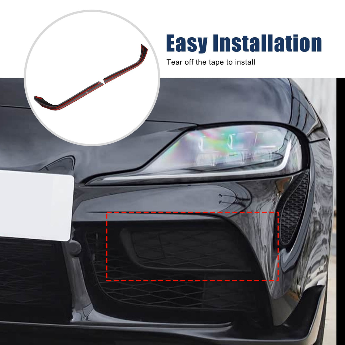Forged Real Carbon Fiber Front Fog Light Lower Trim For Toyota Supra A90 2019+ 9