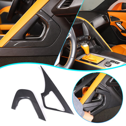 Real Dry Carbon Fiber Interior Center Full Trim Set Kit For Corvette C7 2014-19 40