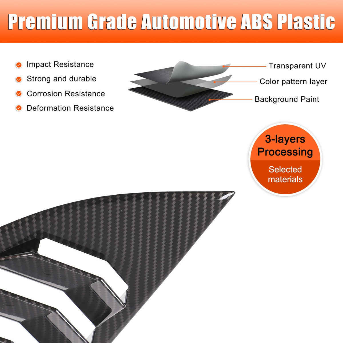 Carbon ABS Rear Window Triangle Louver Shutter Trim For Nissan 400Z Z34 2021+ 7