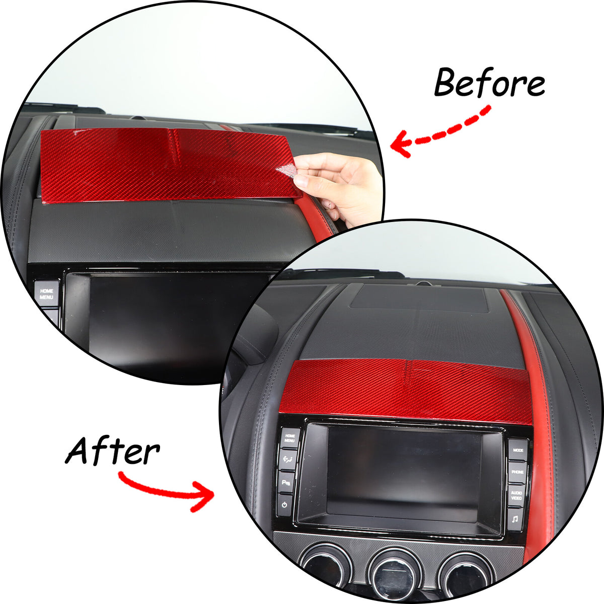 Red Carbon Fiber Console Navigation Upper Panel Cover Trim For Jaguar F-TYPE 13+ 2