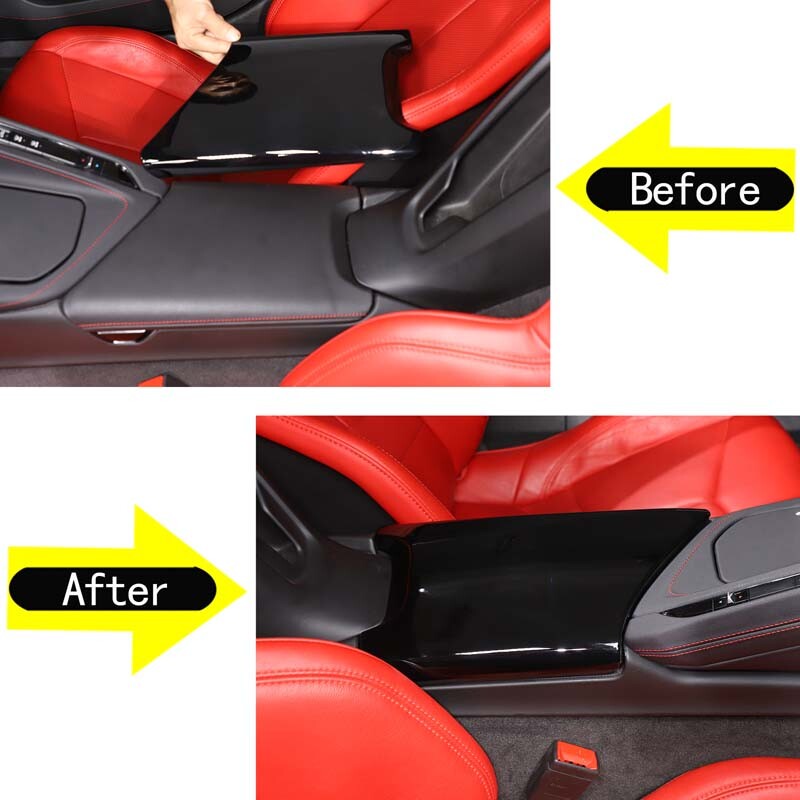 Glossy Black Center Console Armrest Box Lid Covers For C8 Corvette 20-26 US 15