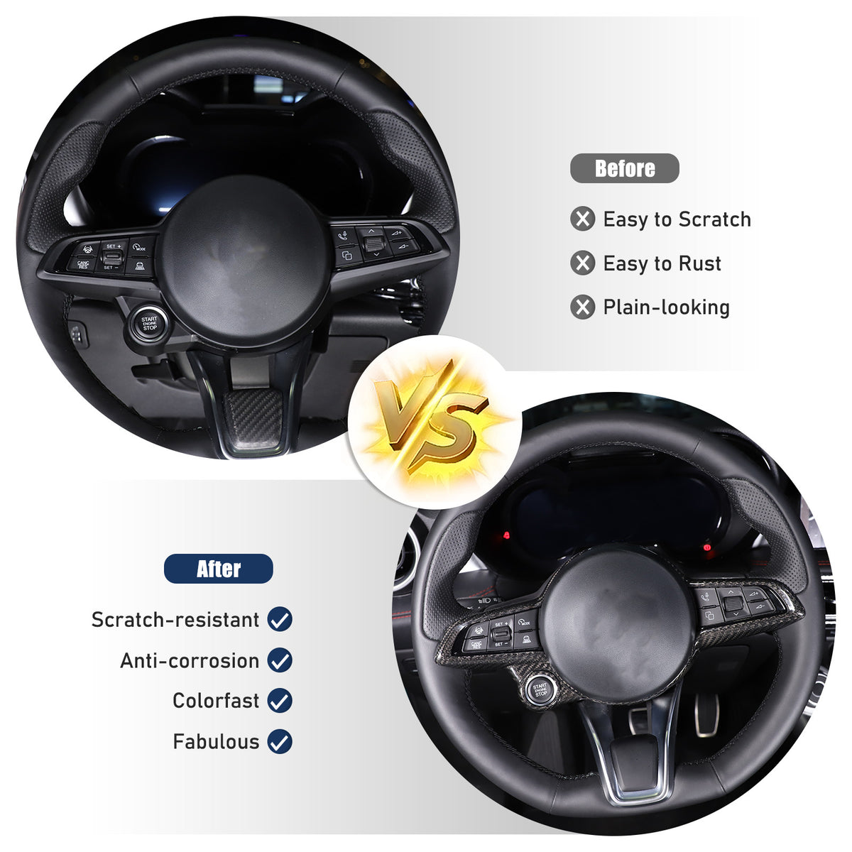 Real Carbon Fiber Steering Wheel Trim Base Kit for Alfa Romeo Tonale 2023-24 US 8
