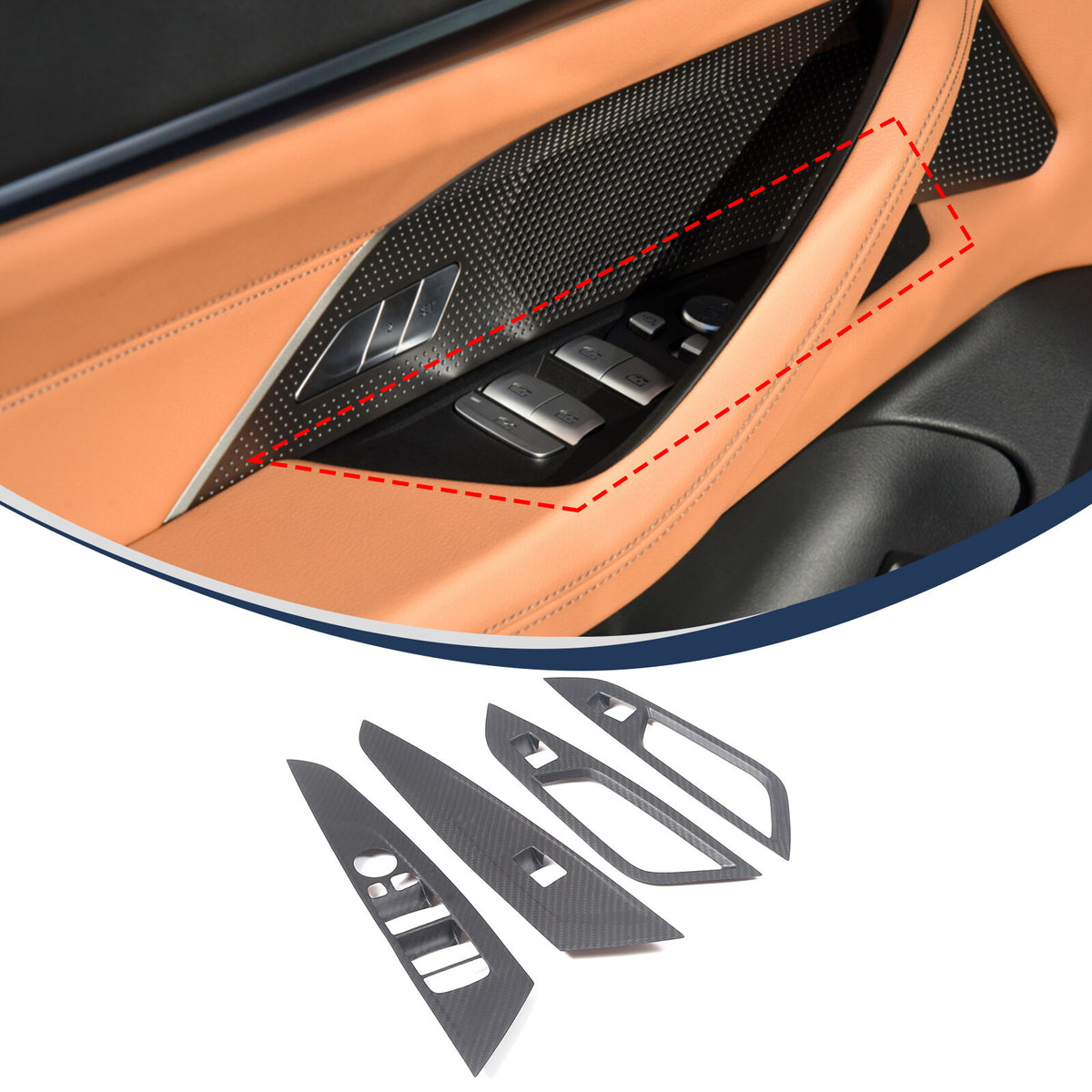Matte Carbon Fiber Window Lift Switch Trim For BMW 4 Series G26 Gran Coupe 21-22 3