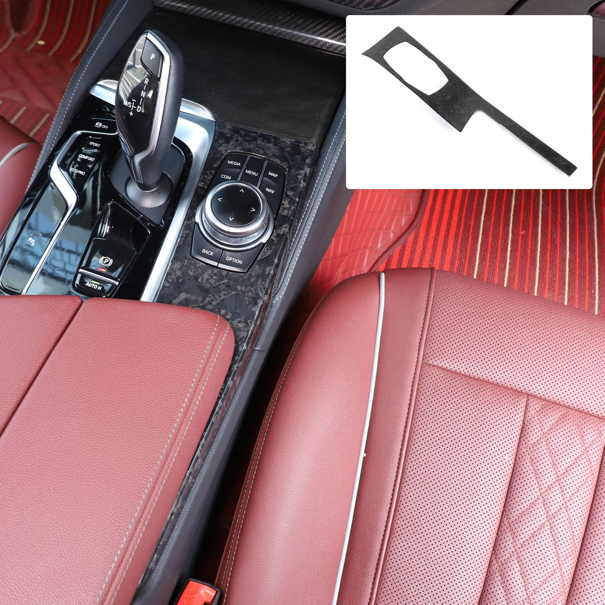 Forged Real Carbon Fiber Center Mode Knob Trim Cover For BMW 5 Series G30 18-22 17