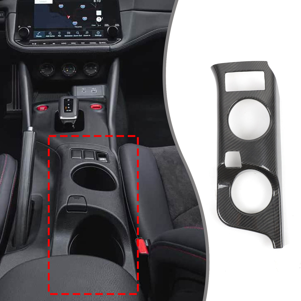 Real Carbon Fiber Center Console Cup Holder Panel Trim for Nissan 400Z 2
