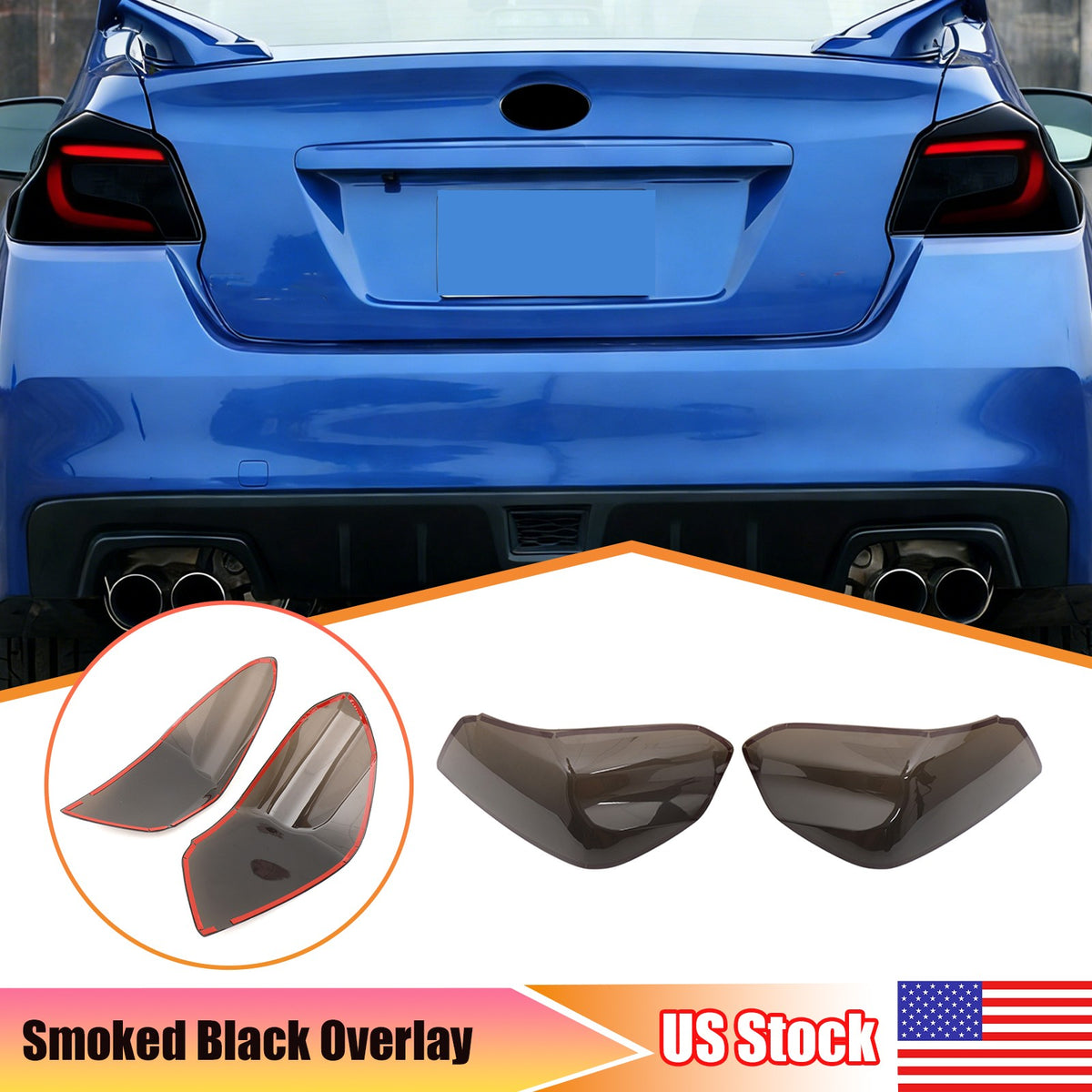 Black Smoked Taillight Lens Trim For Subaru WRX STI 2015-2021 1