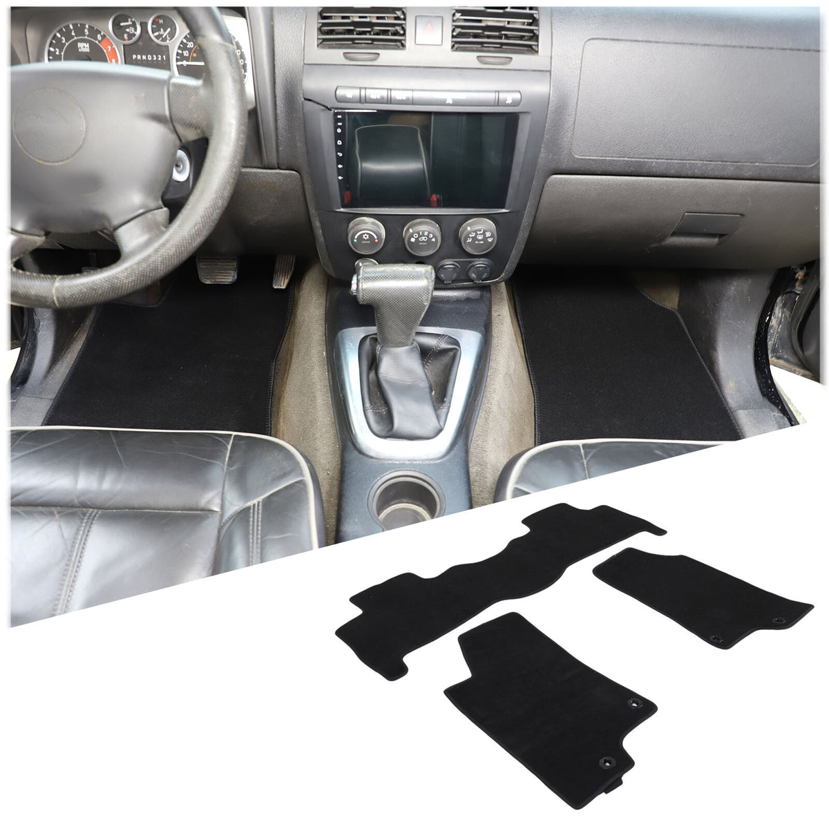 Black Car Floor Mats Cargo Carpets Foot Pads For Hummer H3 2005-2009 23