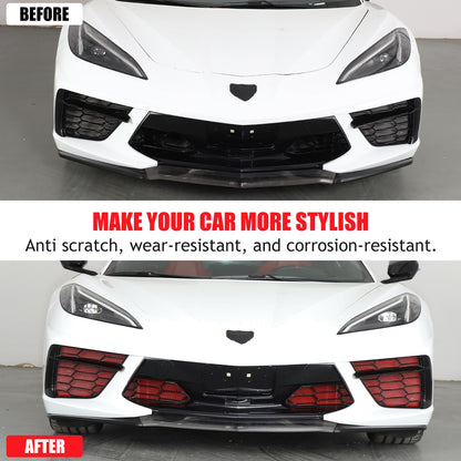 Red Steel Front Bumper Grille Mesh Screen Insect Guard For Corvette C8 2020 4