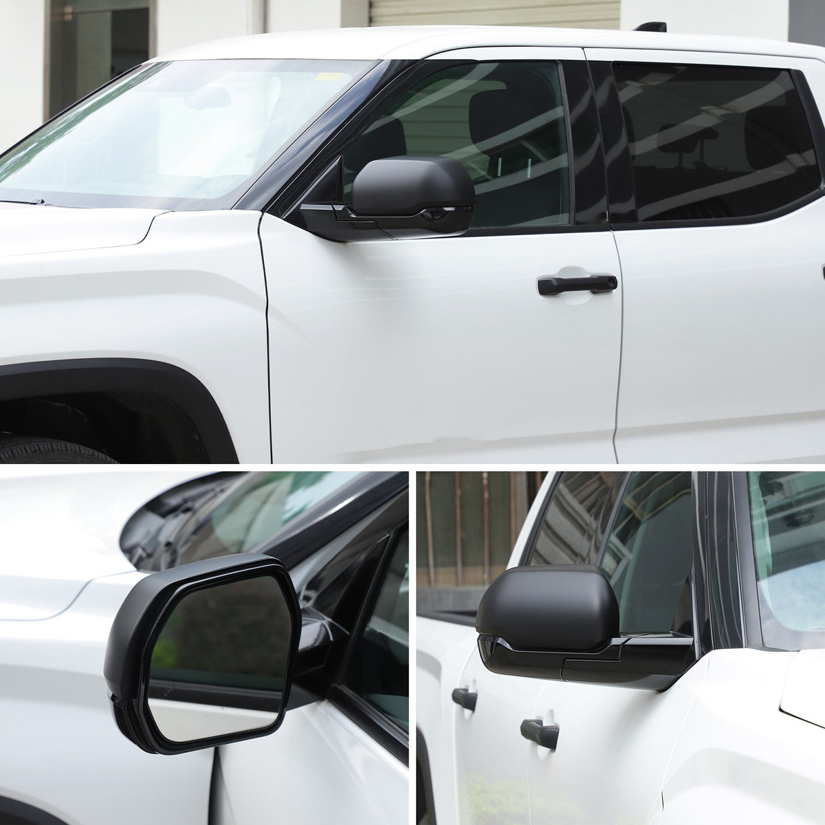 Matte Black Exterior Rearview Mirror Cover Trim For Toyota Tundra/Sequoia 2022+ 3