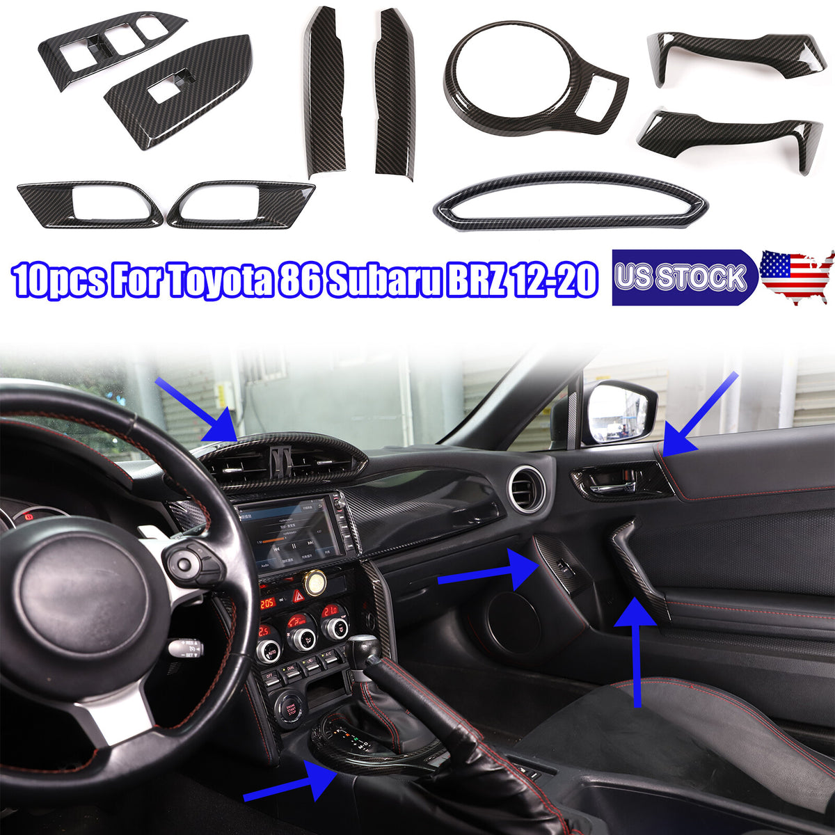 Carbon ABS Interior Decorative Trim For Toyota 86 Subaru BRZ 12-20 Scion FR-S 1