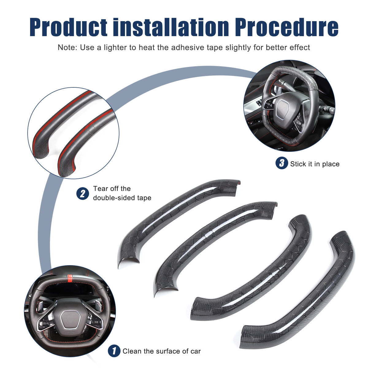 Real Honeycomb Carbon Fiber Steering Wheel Top Handle Cover Trim For C8 Corvette 11