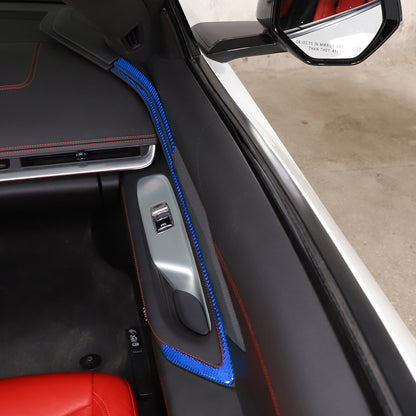 Blue Carbon Fiber Interior Door Panel Trim Sticker Strip For Corvette C8 2020-25 6