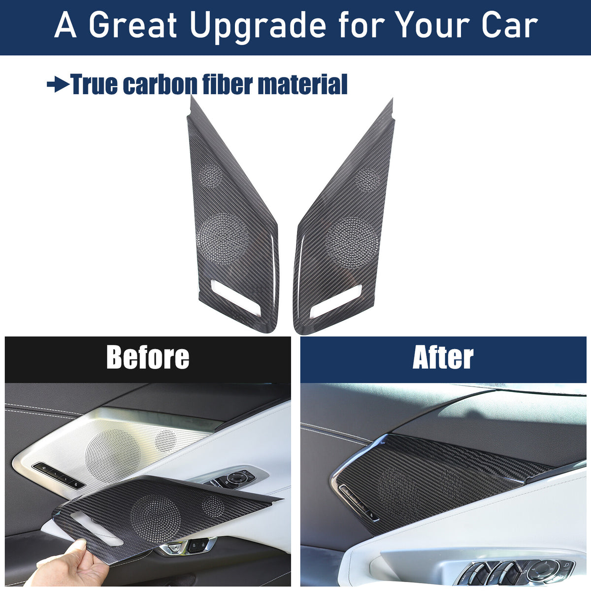 Real Carbon Door Speaker Cover Trim For Corvette C8 Z51 Z06 Coupe 2LT 3LT 20+ US 19