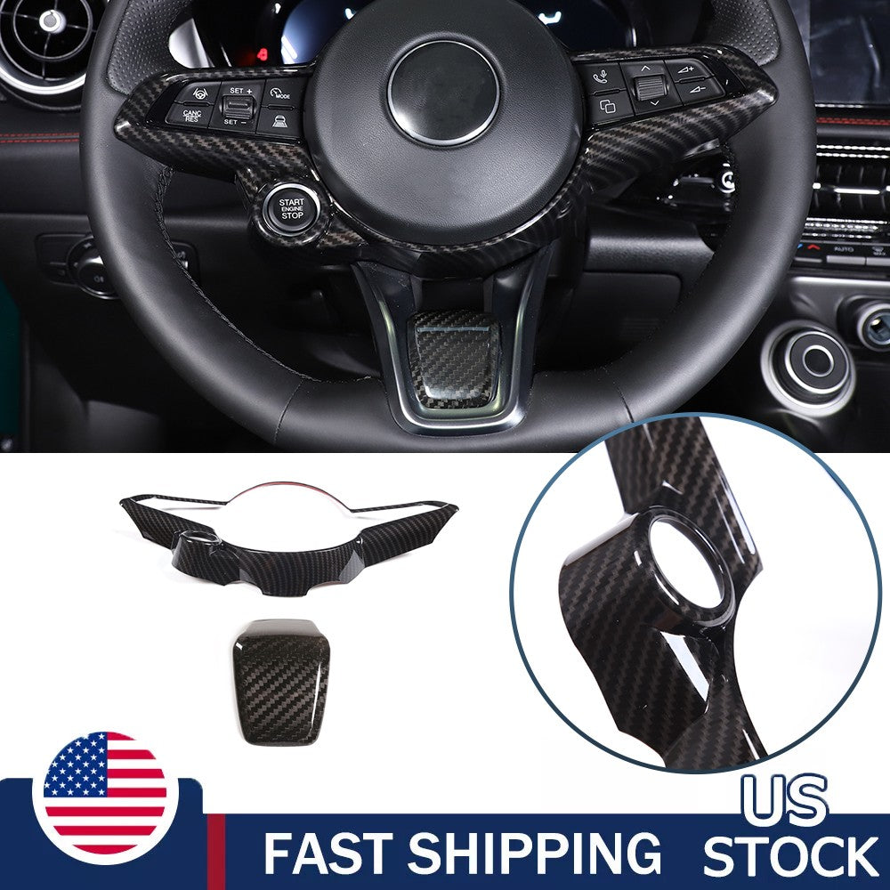 Real Carbon Fiber Steering Wheel Trim Base Kit for Alfa Romeo Tonale 2023-24 US 1