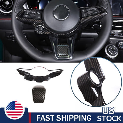 Real Carbon Fiber Steering Wheel Trim Base Kit for Alfa Romeo Tonale 2023-24 US 1