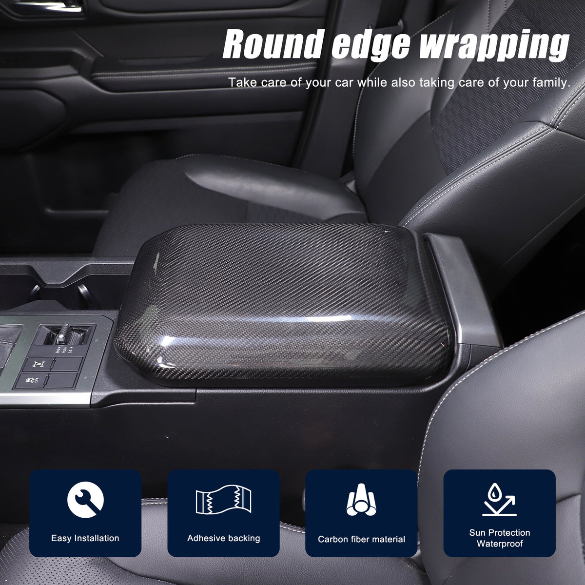 Real Carbon Fiber Center Armrest Box Trim For Toyota Land Cruiser LC250 24+ 8